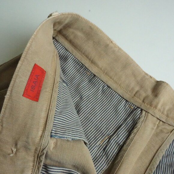 Isaia Napoli Bermuda Tinto Cotton Blend Brown Distressed Shorts 46R BRAND NEW - Picture 4 of 7